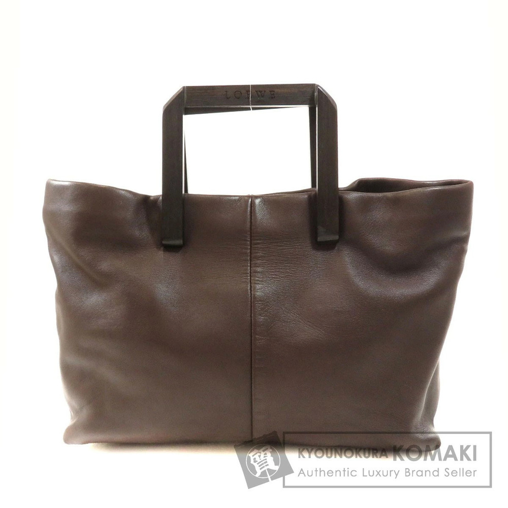 Loewe Wood Handle Handbag Lambskin Leather